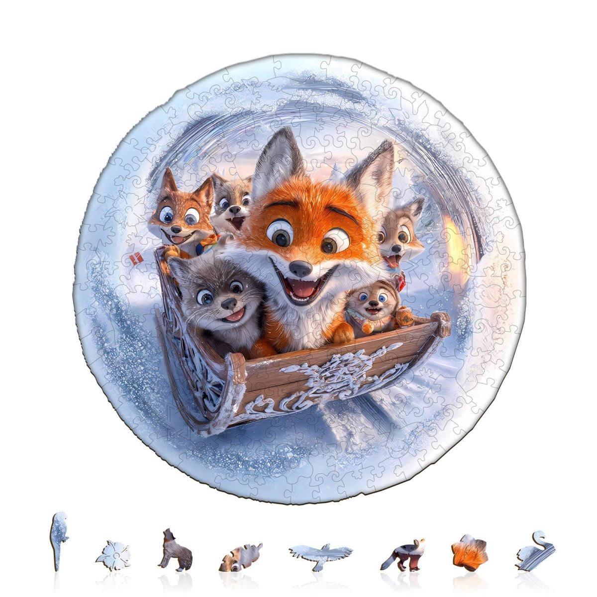 Sleigh fox Wooden Jigsaw Puzzle - KAAYEE Puzzle