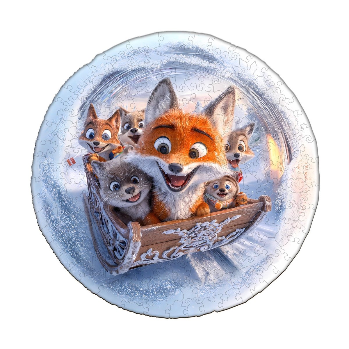 Sleigh fox Wooden Jigsaw Puzzle - KAAYEE Puzzle