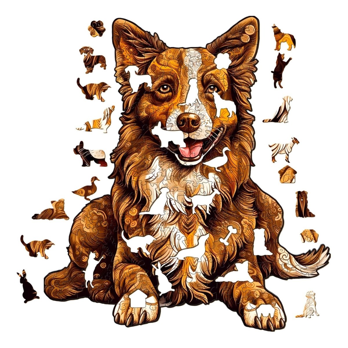 smart border collie Wooden Jigsaw Puzzle - KAAYEE Puzzle