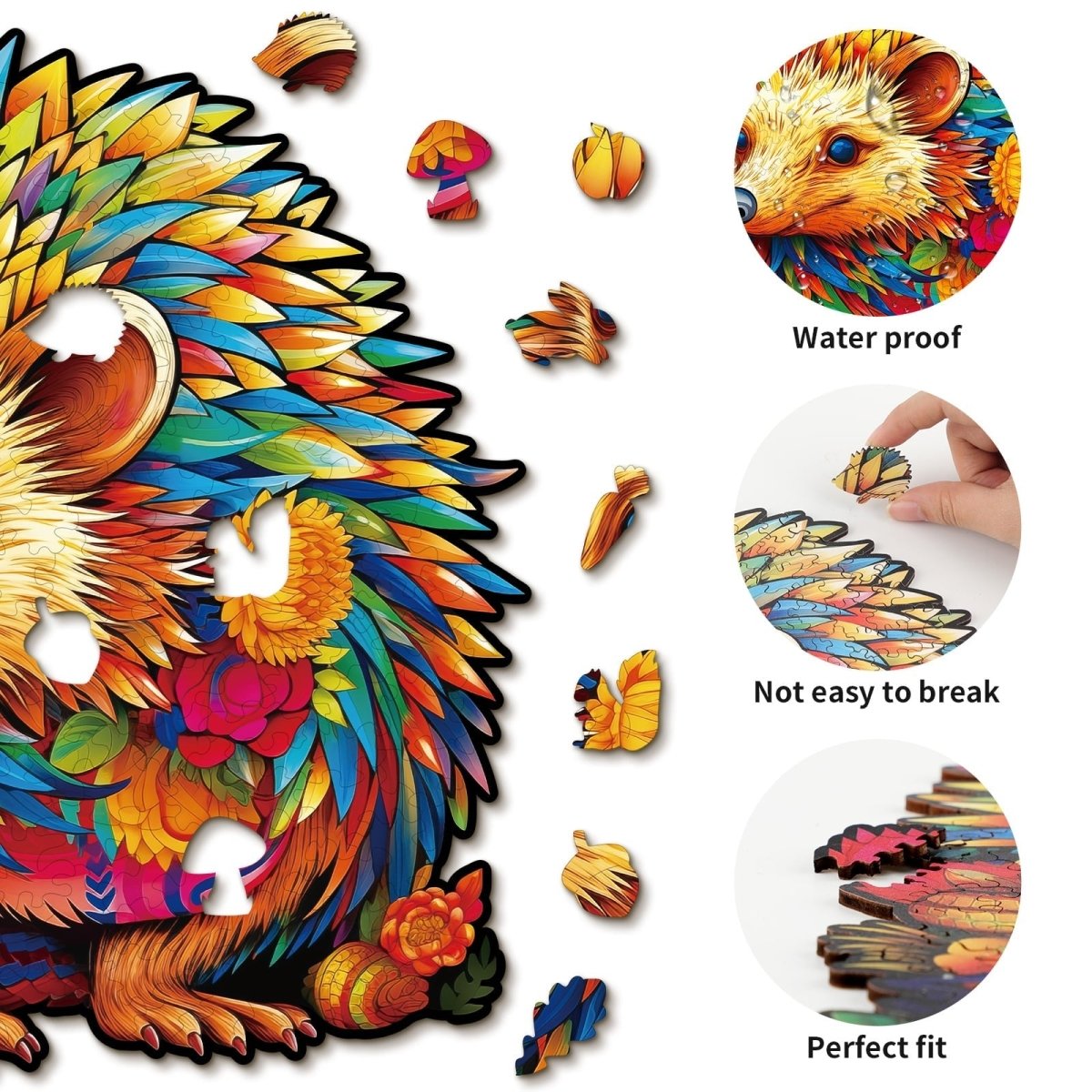 Smart Hedgehog Wooden Jigsaw Puzzle - KAAYEE Puzzle