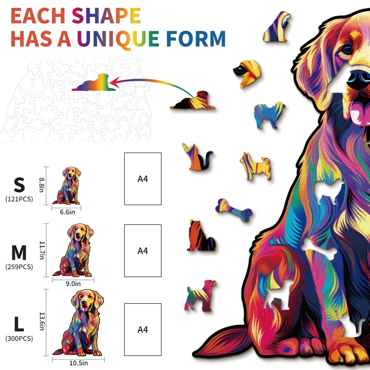 Smile Golden retriever Wooden Jigsaw Puzzle - KAAYEE Puzzle