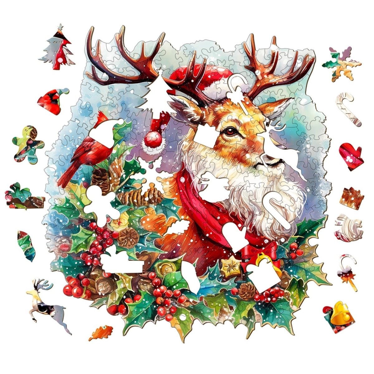 Sparkle Christmas Reindeer Wooden Jigsaw Puzzle - KAAYEE Puzzle