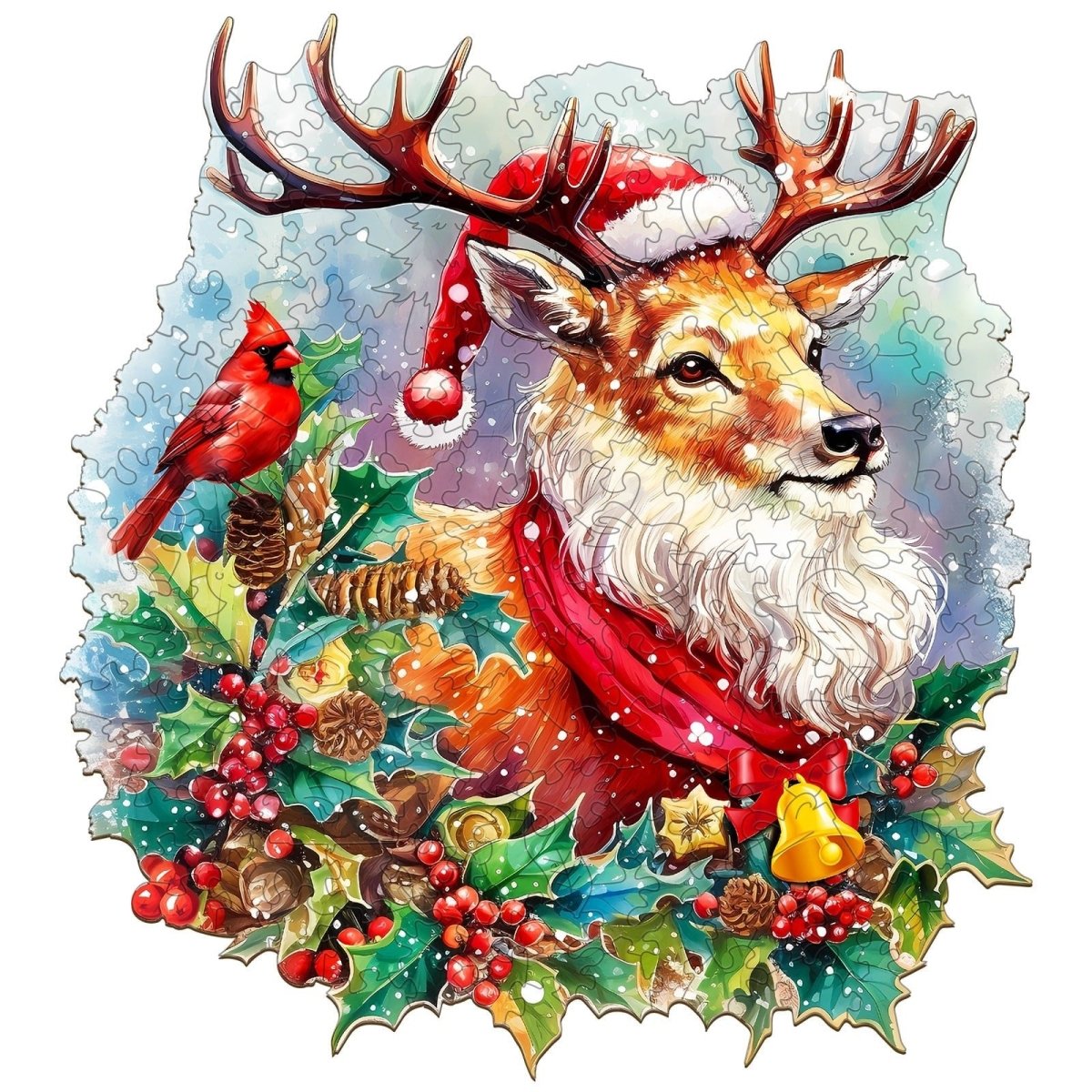 Sparkle Christmas Reindeer Wooden Jigsaw Puzzle - KAAYEE Puzzle