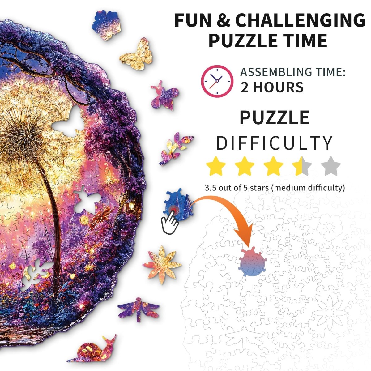 Starlight Plants Wooden Jigsaw Puzzle - KAAYEE Puzzle