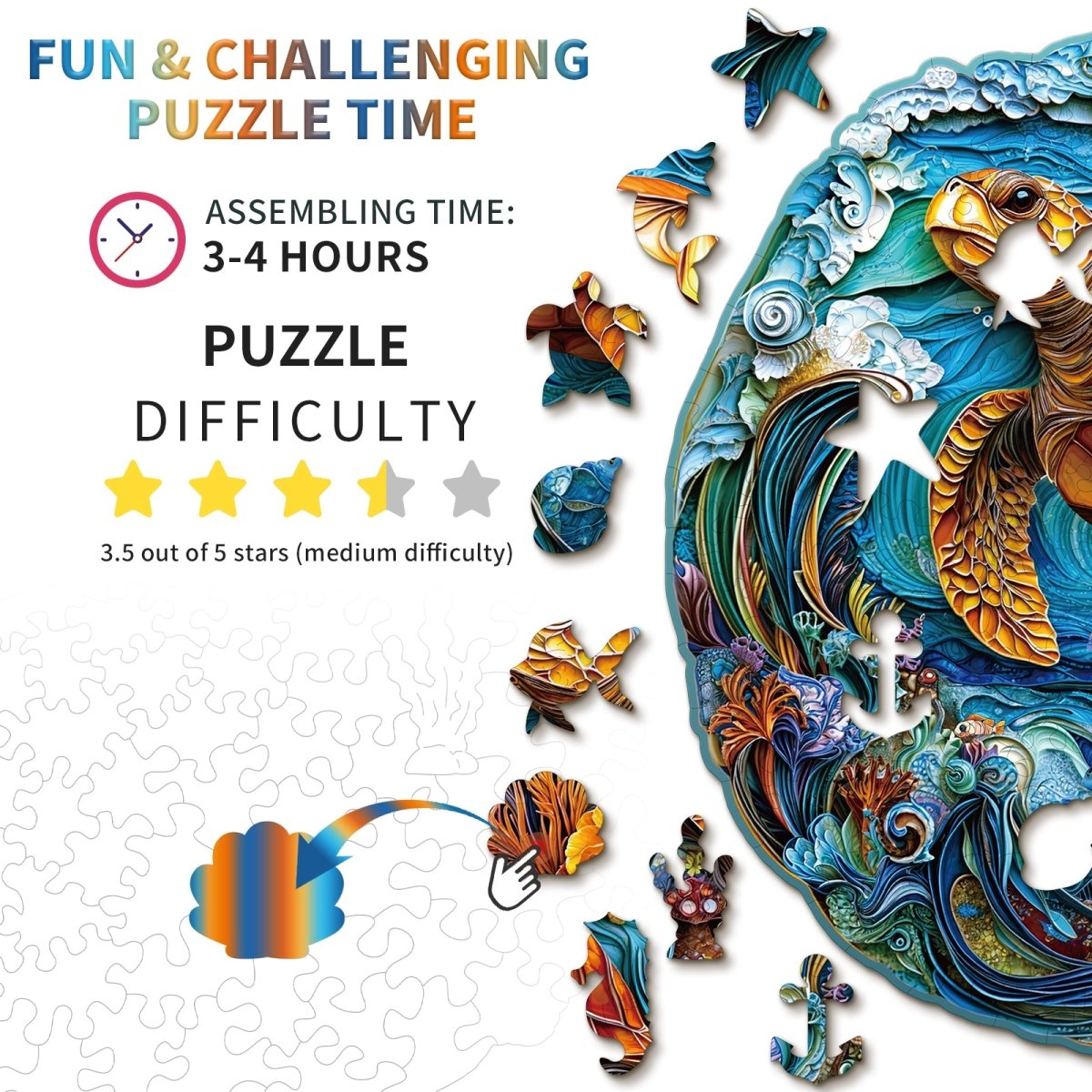 Steady Sea Turtle Wooden Jigsaw Puzzle - KAAYEE Puzzle