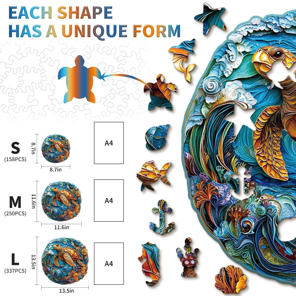 Steady Sea Turtle Wooden Jigsaw Puzzle - KAAYEE Puzzle