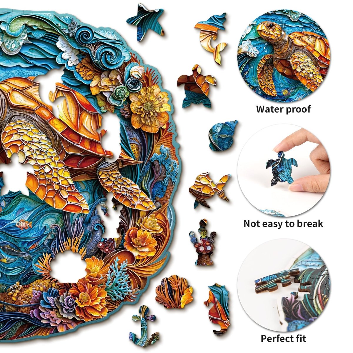 Steady Sea Turtle Wooden Jigsaw Puzzle - KAAYEE Puzzle