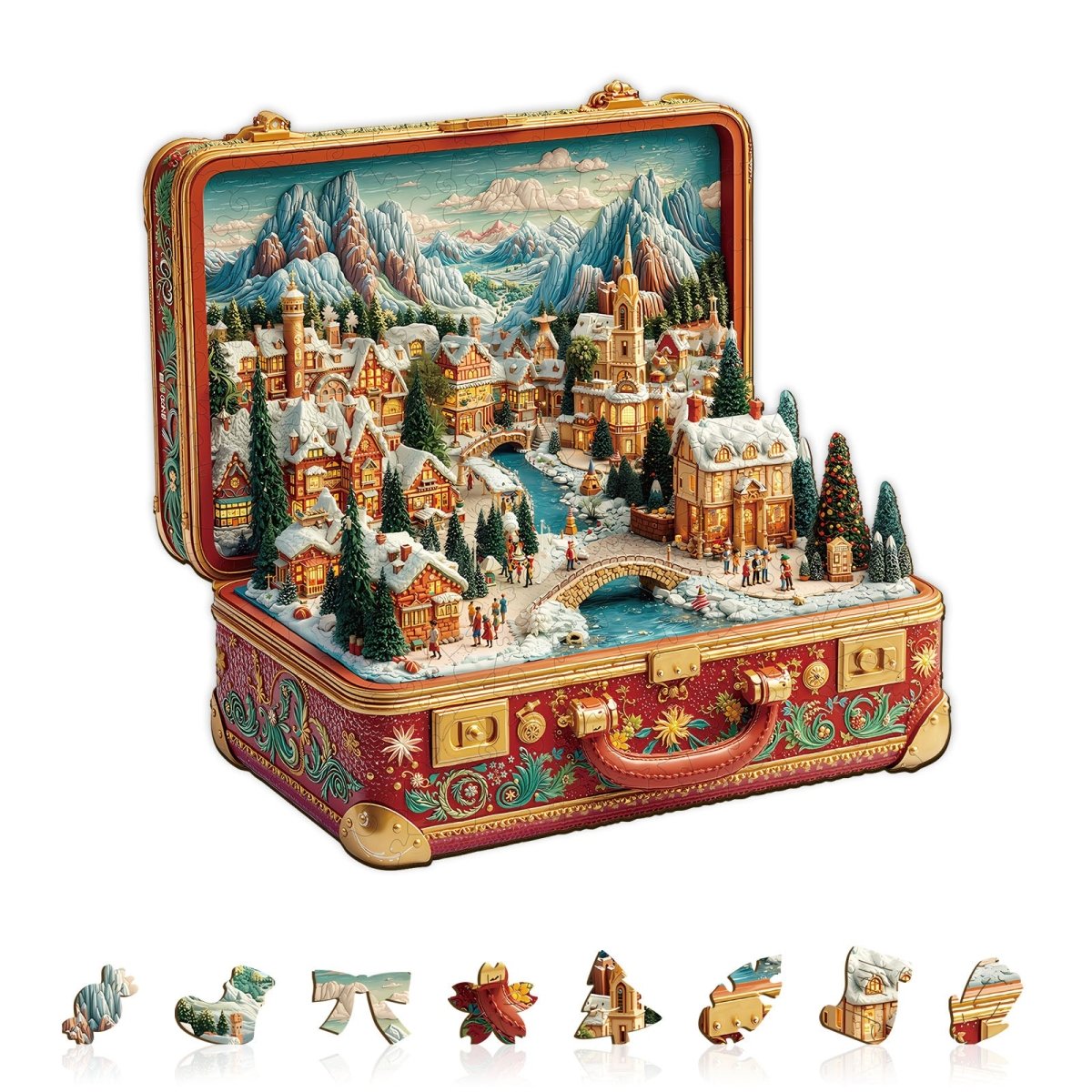 Suitcase Scenery - Christmas Wooden Jigsaw Puzzle - KAAYEE Puzzle