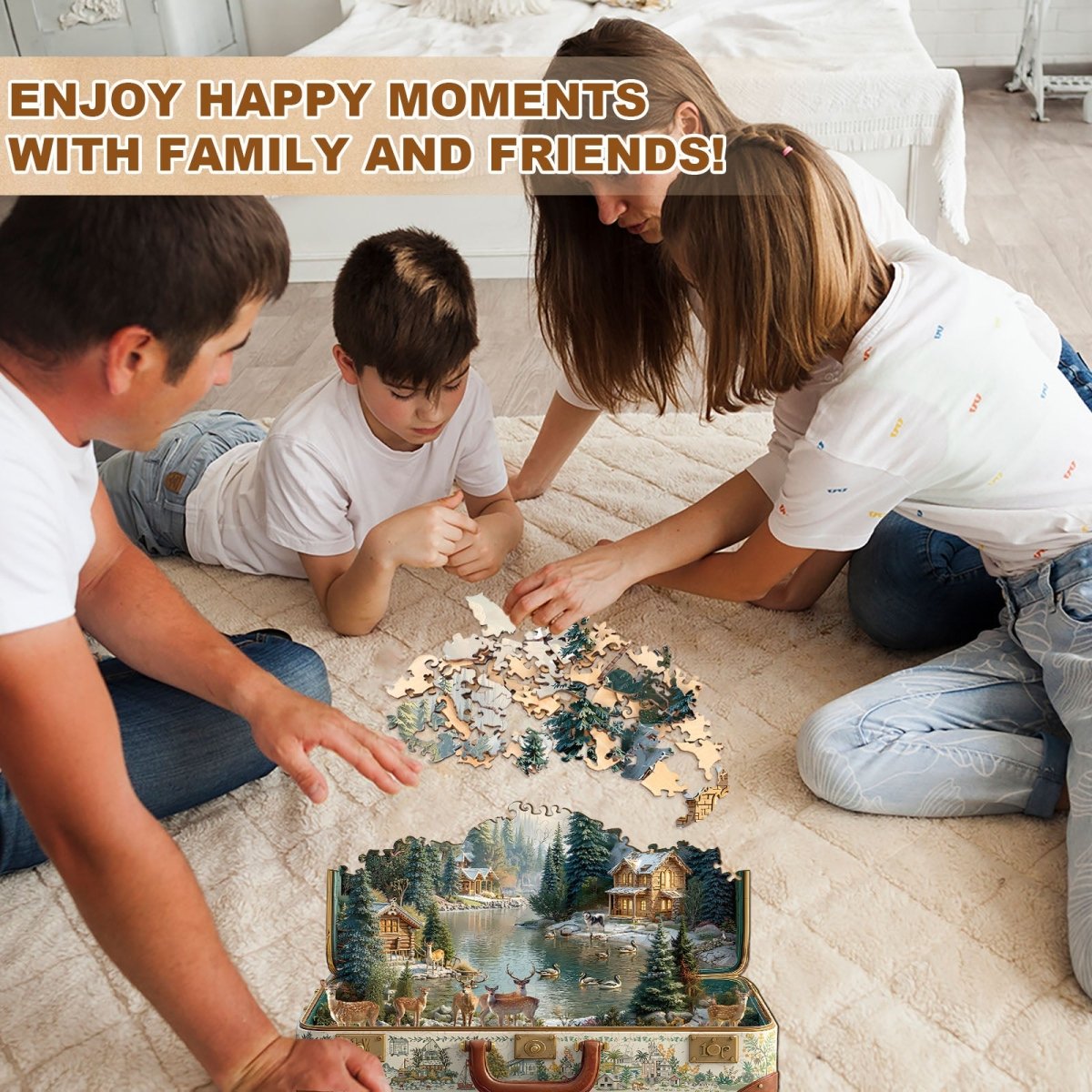 Suitcase scenery - Nordic forest Wooden Jigsaw Puzzle - KAAYEE Puzzle