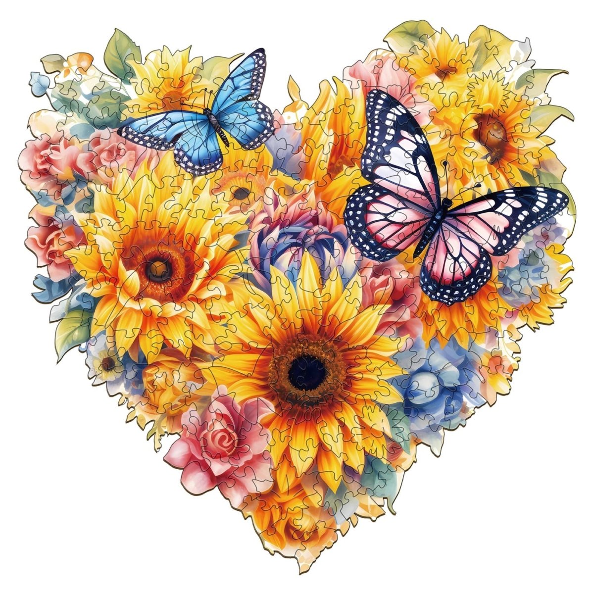 Sunflower and Butterfly Wooden Jigsaw Puzzle - KAAYEE Puzzle