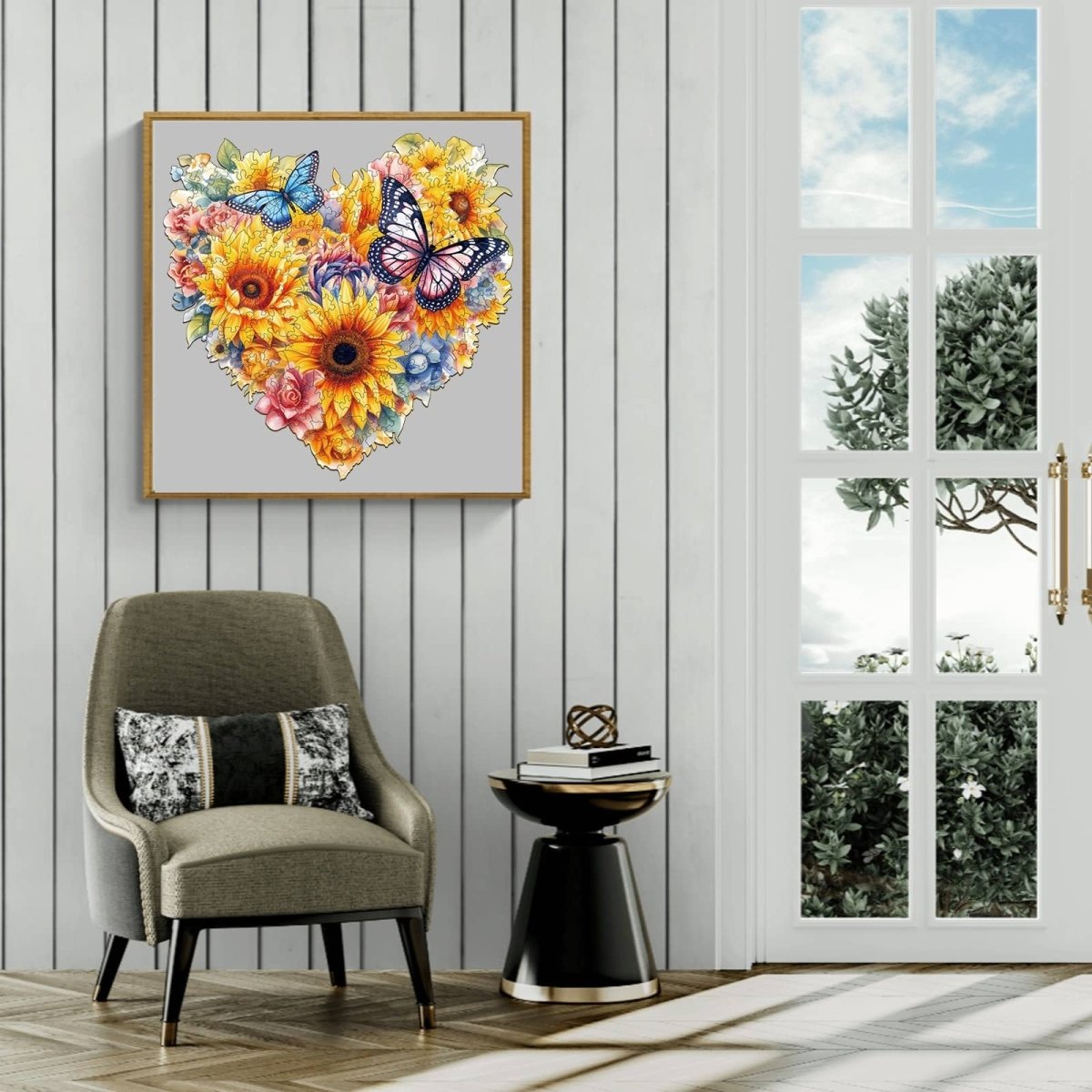 Sunflower and Butterfly Wooden Jigsaw Puzzle - KAAYEE Puzzle