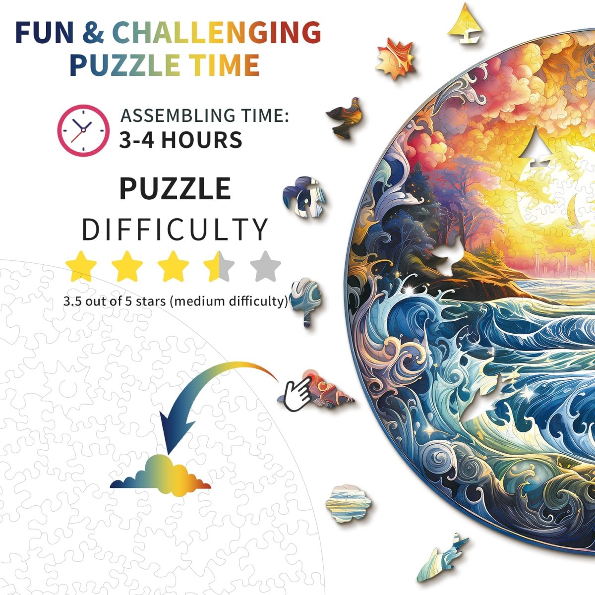 Sunlit Ocean Wooden Jigsaw Puzzle - KAAYEE Puzzle