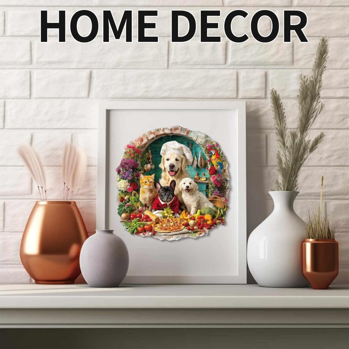 The Cat and Dog Kitchen Wooden Jigsaw Puzzle - KAAYEE Puzzle