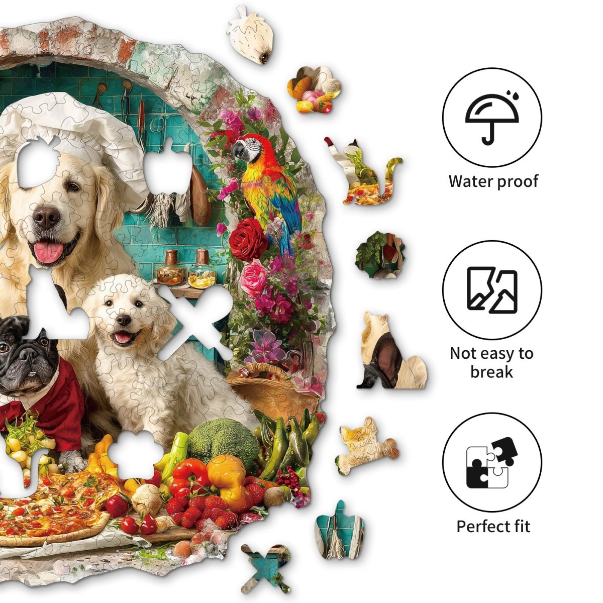 The Cat and Dog Kitchen Wooden Jigsaw Puzzle - KAAYEE Puzzle