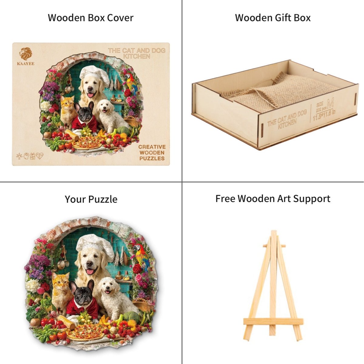 The Cat and Dog Kitchen Wooden Jigsaw Puzzle - KAAYEE Puzzle