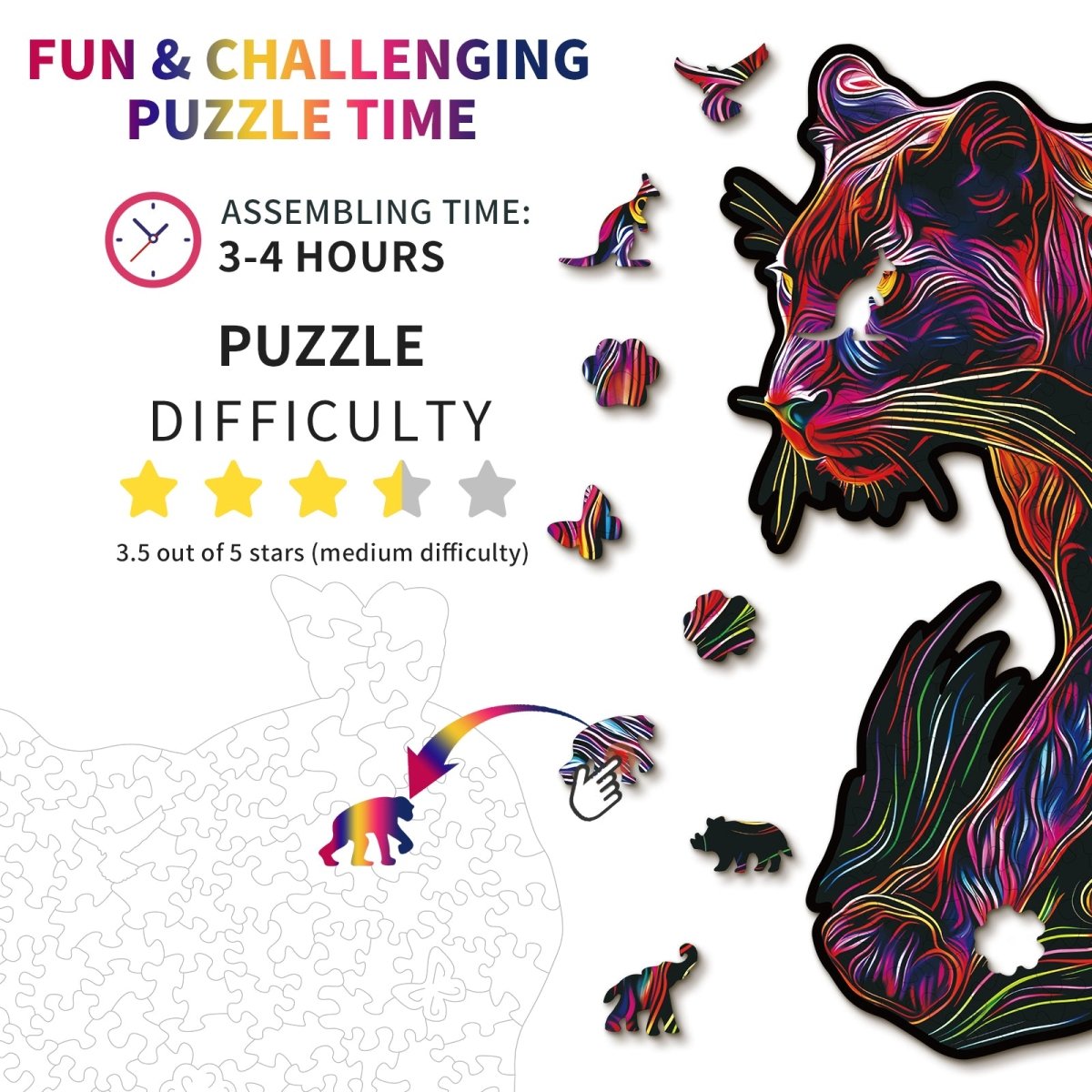 The Dazzing Panther Wooden Jigsaw Puzzle - KAAYEE Puzzle