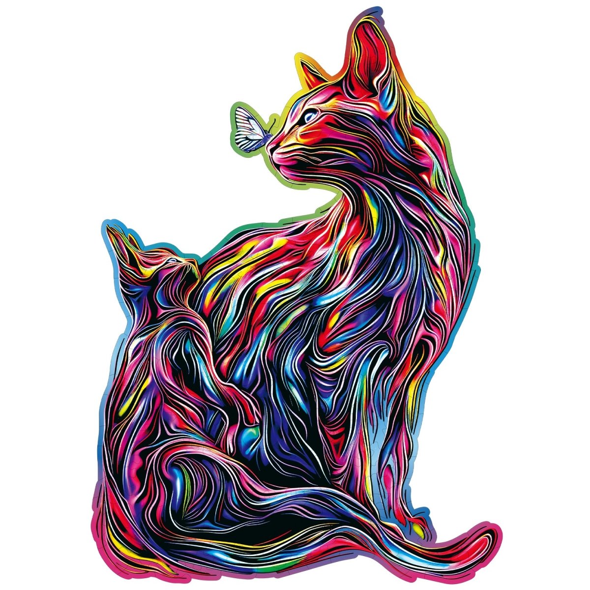 The Dazzing Parent - Child Cat Wooden Jigsaw Puzzle - KAAYEE Puzzle