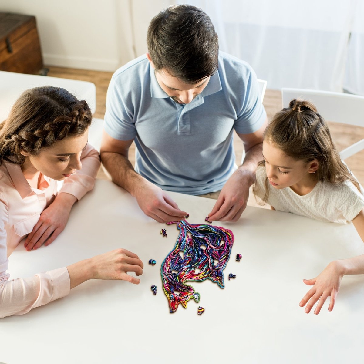 The Dazzing Parent - Child Cat Wooden Jigsaw Puzzle - KAAYEE Puzzle