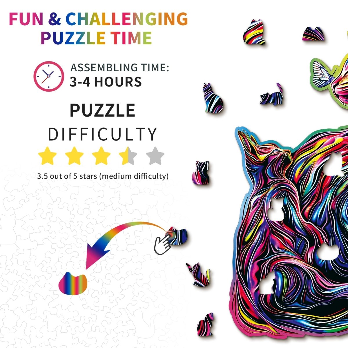 The Dazzing Parent - Child Cat Wooden Jigsaw Puzzle - KAAYEE Puzzle