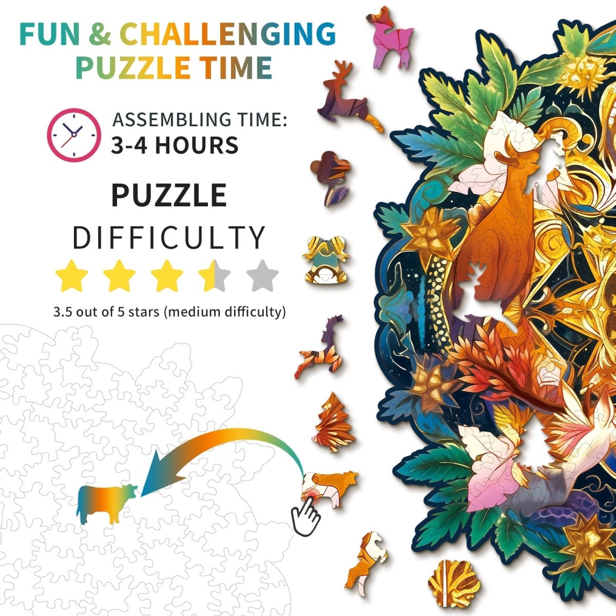 The Deer Family Wooden Jigsaw Puzzle - KAAYEE Puzzle