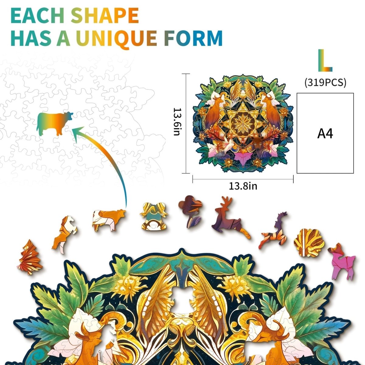 The Deer Family Wooden Jigsaw Puzzle - KAAYEE Puzzle