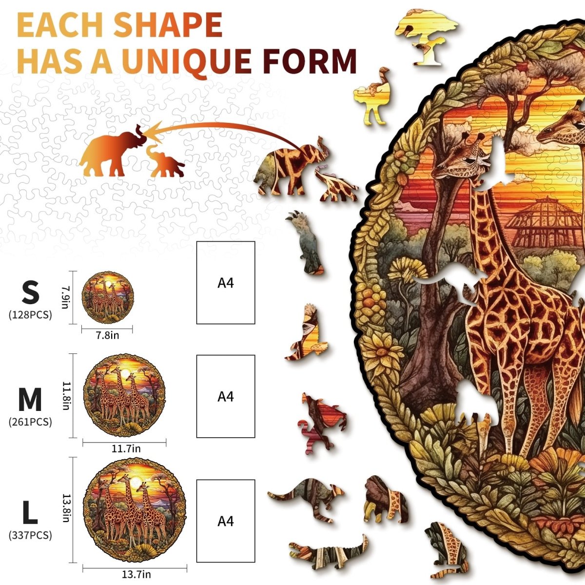 The Giraffe Family Wooden Jigsaw Puzzle - KAAYEE Puzzle