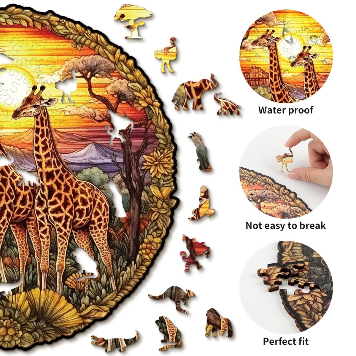The Giraffe Family Wooden Jigsaw Puzzle - KAAYEE Puzzle