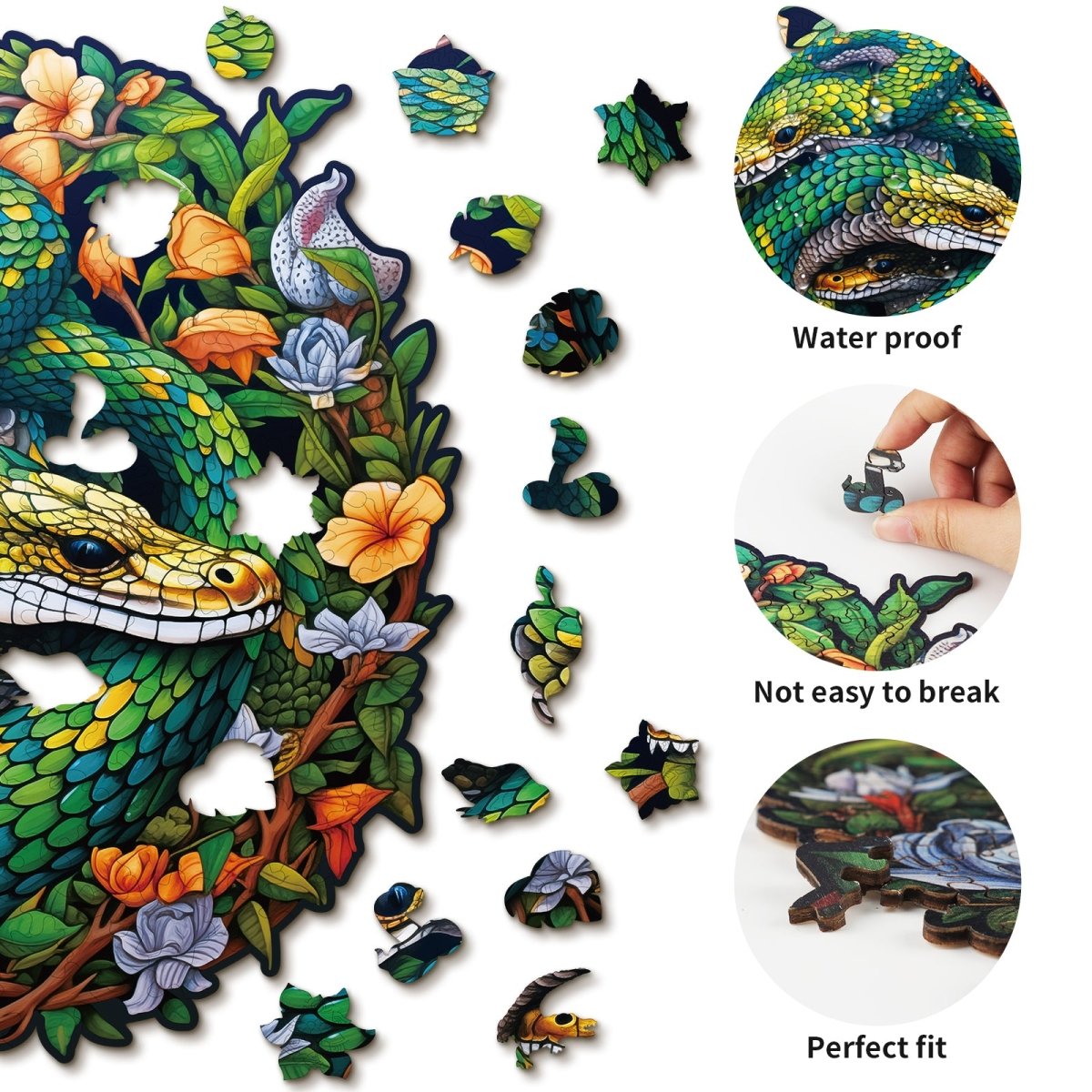 The Snake Family Wooden Jigsaw Puzzle - KAAYEE Puzzle