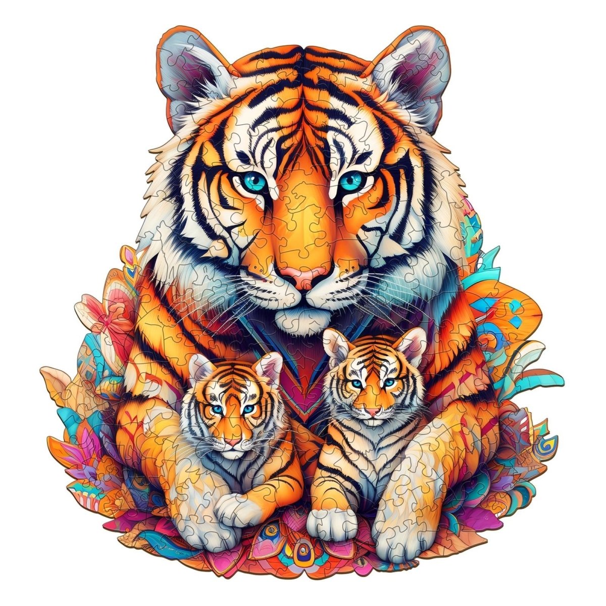 Tiger Family Wooden Jigsaw Puzzle - KAAYEE Puzzle