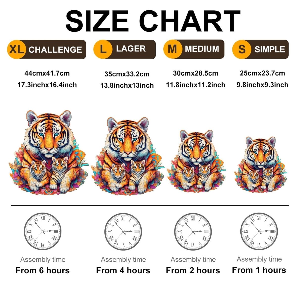 Tiger Family Wooden Jigsaw Puzzle - KAAYEE Puzzle
