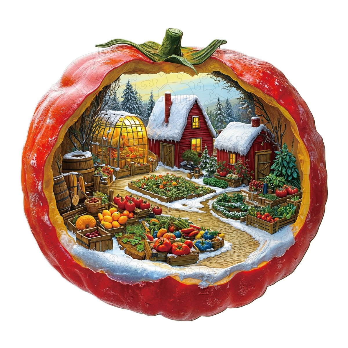 Tomato Winter Farm Wooden Jigsaw Puzzle - KAAYEE Puzzle