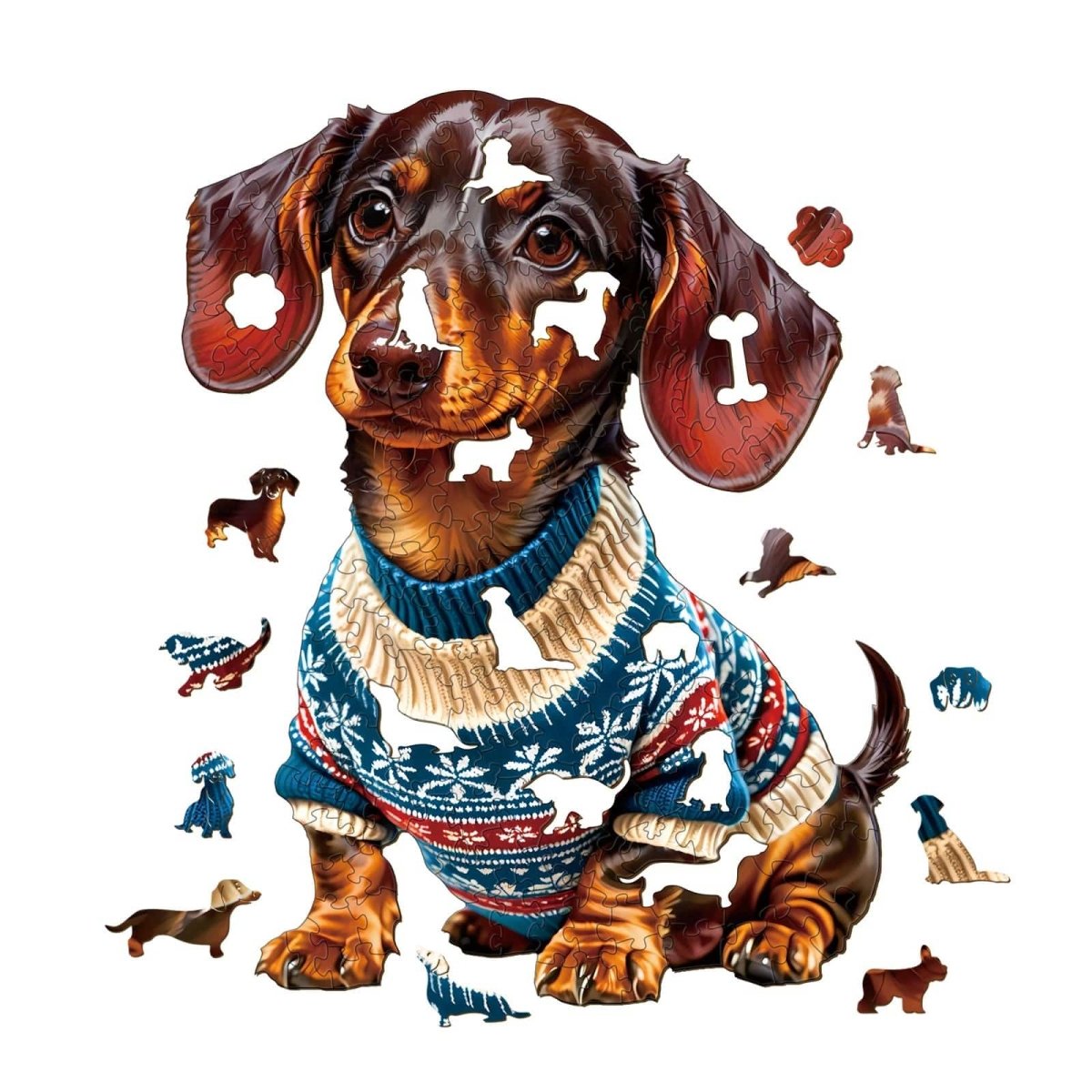 Trendy Dachshund Wooden Jigsaw Puzzle - KAAYEE Puzzle