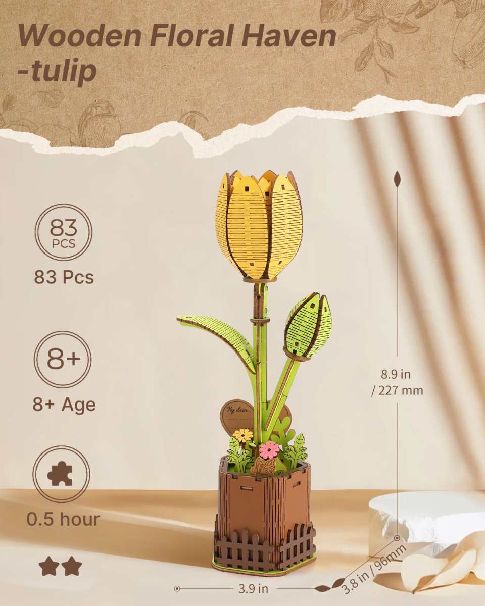 Tulip DIY Wooden Flower - KAAYEE Puzzle