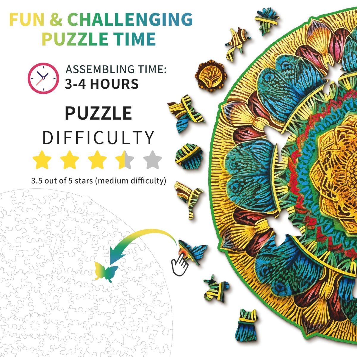 Vintage Mandala Wooden Jigsaw Puzzle - KAAYEE Puzzle