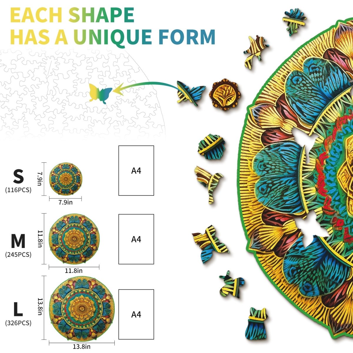 Vintage Mandala Wooden Jigsaw Puzzle - KAAYEE Puzzle