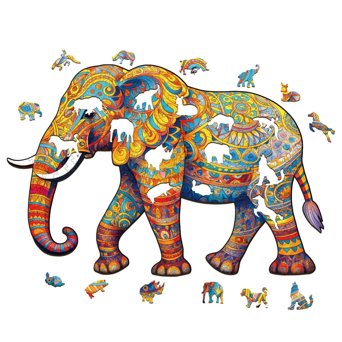 Walking Elephant Wooden Jigsaw Puzzle - KAAYEE Puzzle