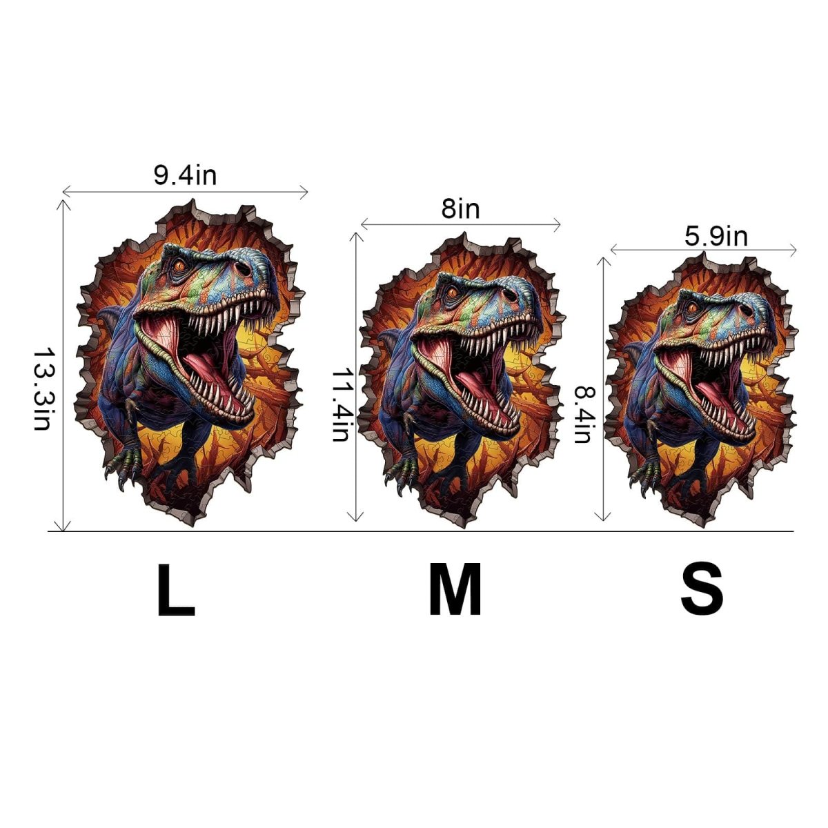 Wall Breaking T rex Wooden Jigsaw Puzzle - KAAYEE Puzzle