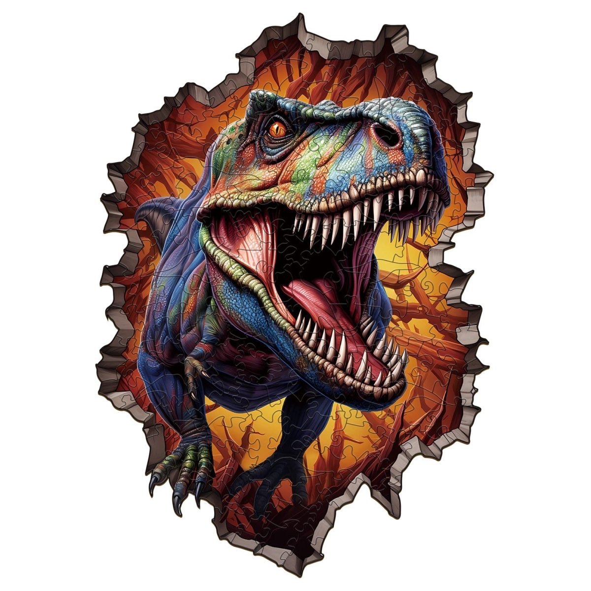Wall Breaking T rex Wooden Jigsaw Puzzle - KAAYEE Puzzle