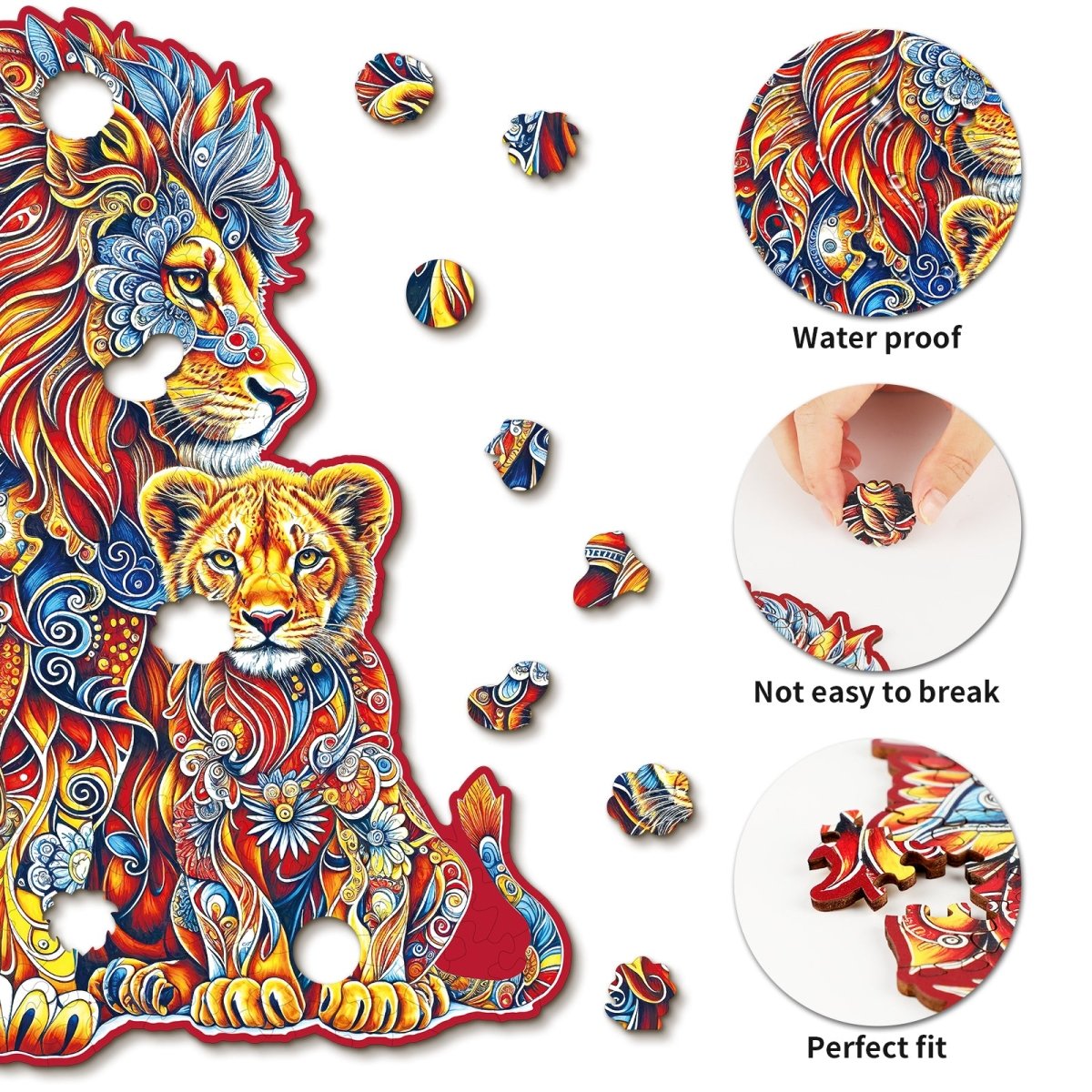 Warm Parent - Child Lion Wooden Jigsaw Puzzle - KAAYEE Puzzle