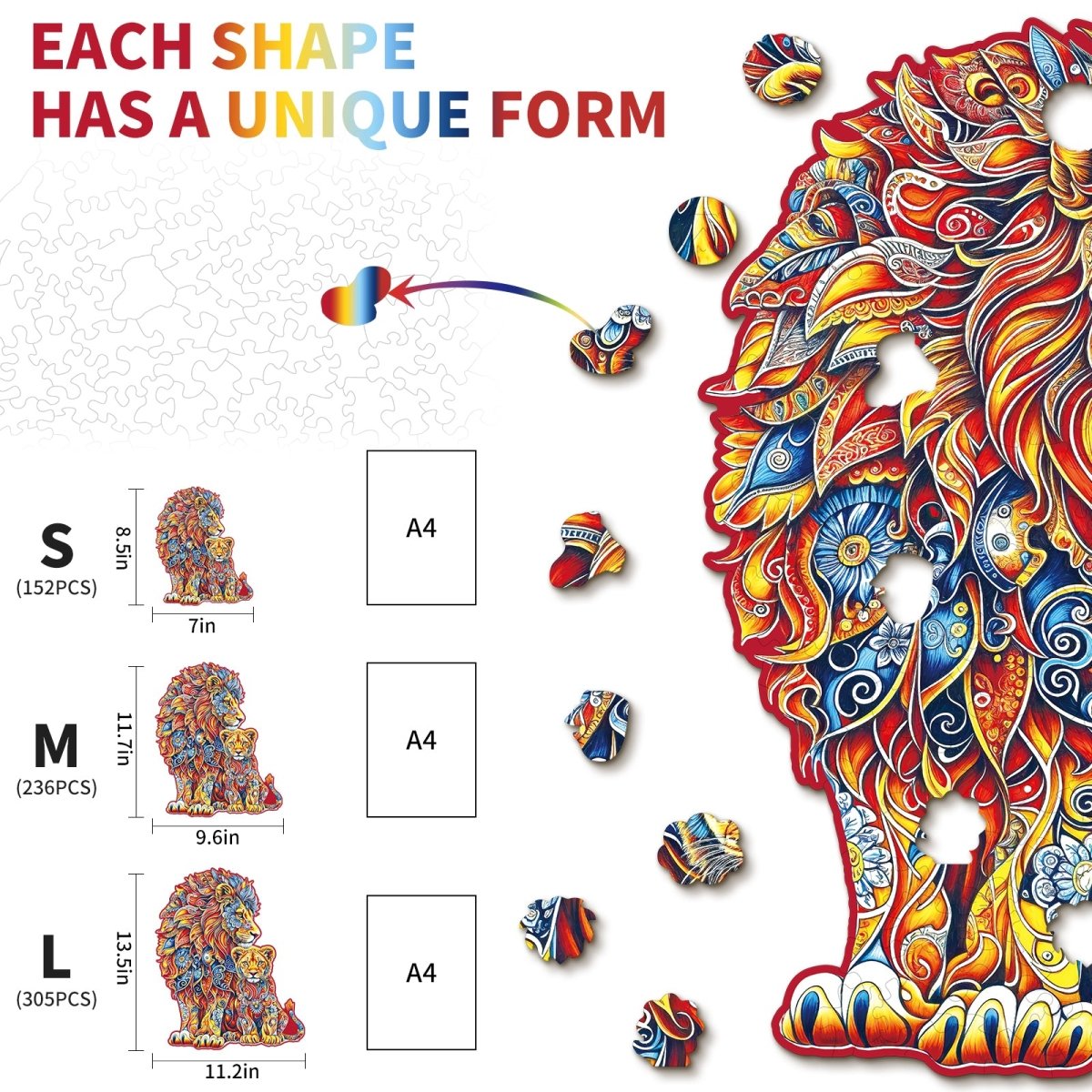 Warm Parent - Child Lion Wooden Jigsaw Puzzle - KAAYEE Puzzle