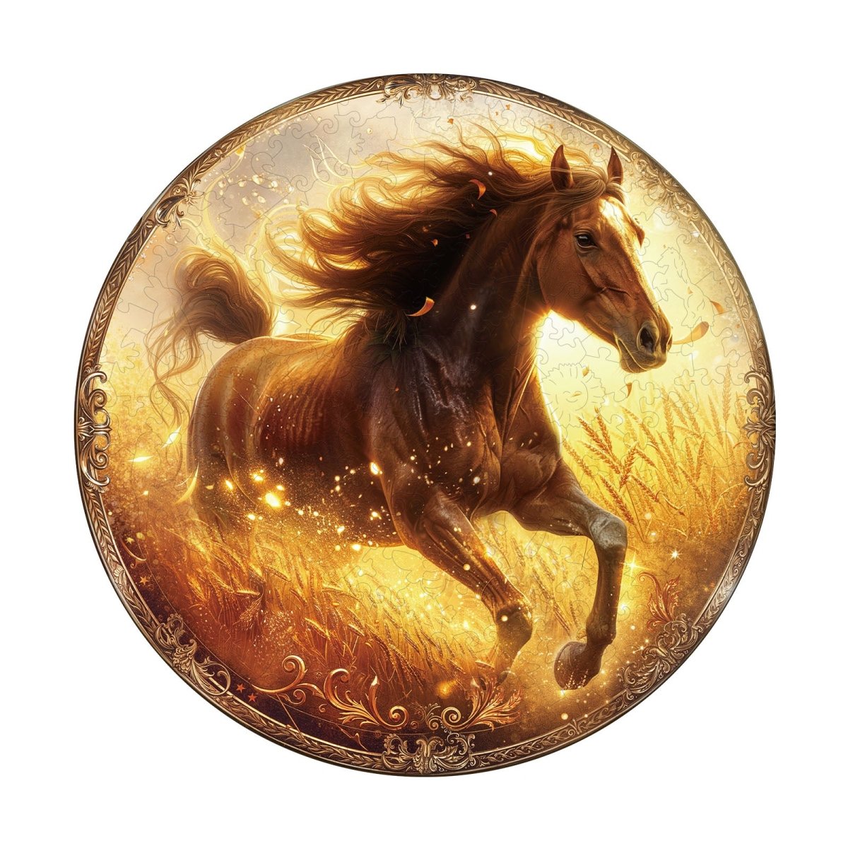 Wheatfield Gallop Wooden Jigsaw Puzzle - KAAYEE Puzzle