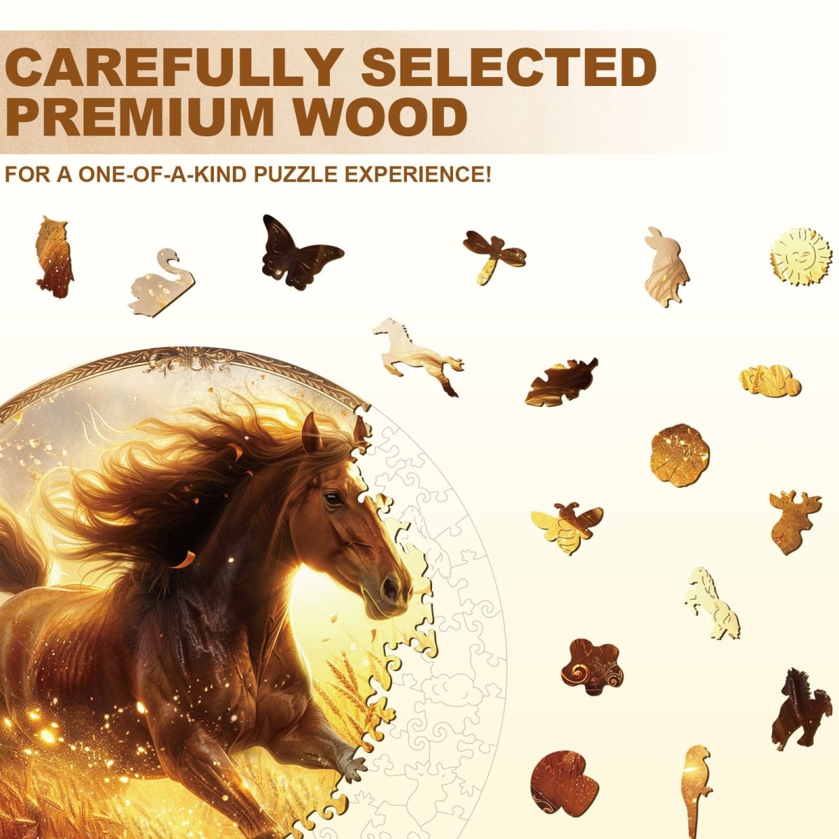 Wheatfield Gallop Wooden Jigsaw Puzzle - KAAYEE Puzzle