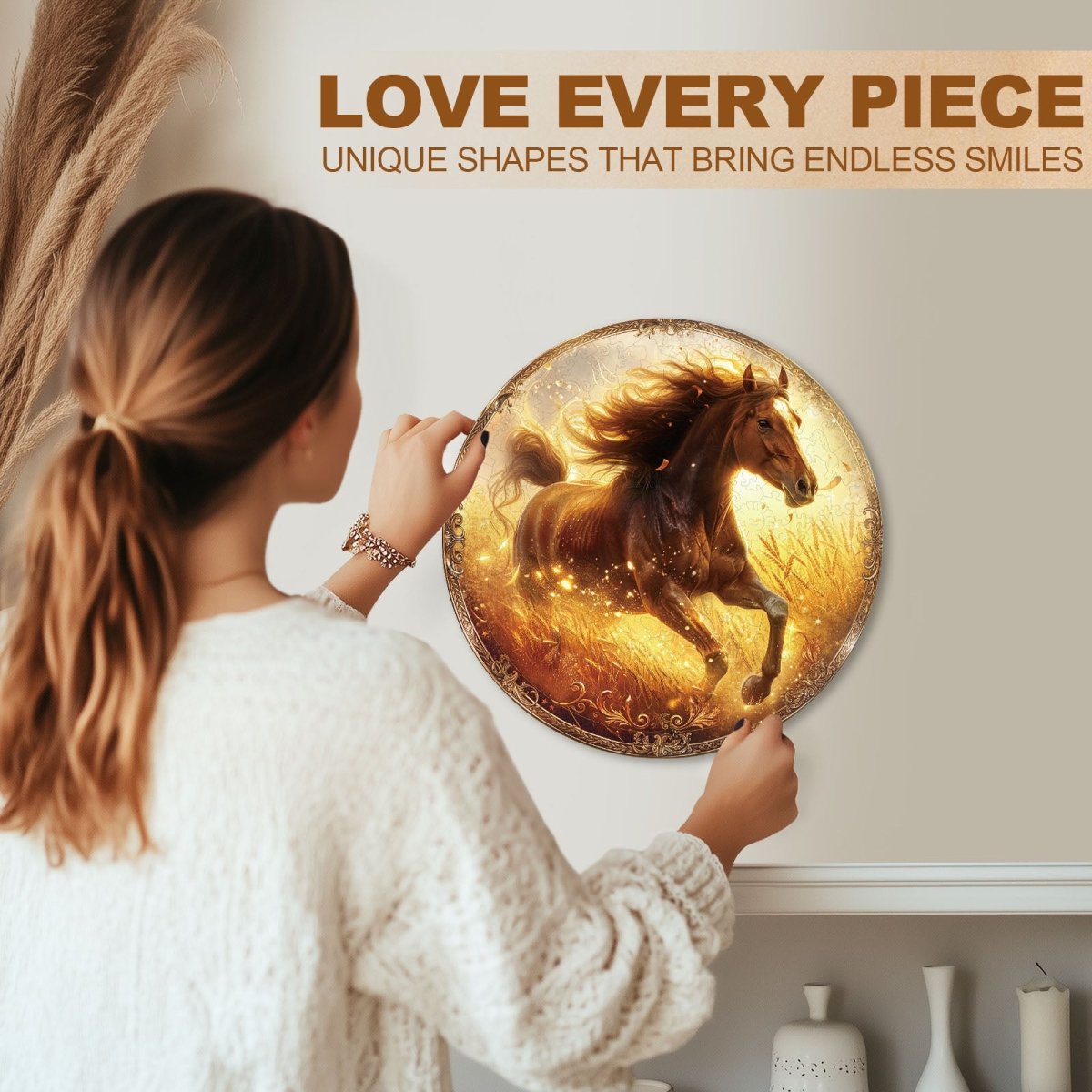 Wheatfield Gallop Wooden Jigsaw Puzzle - KAAYEE Puzzle