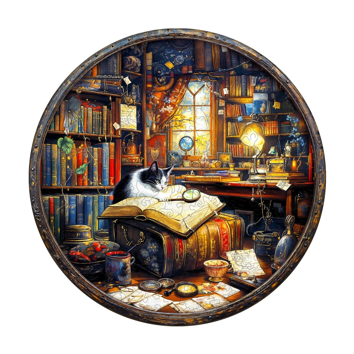 Whiskers Library - 1 Wooden Jigsaw Puzzle - KAAYEE Puzzle