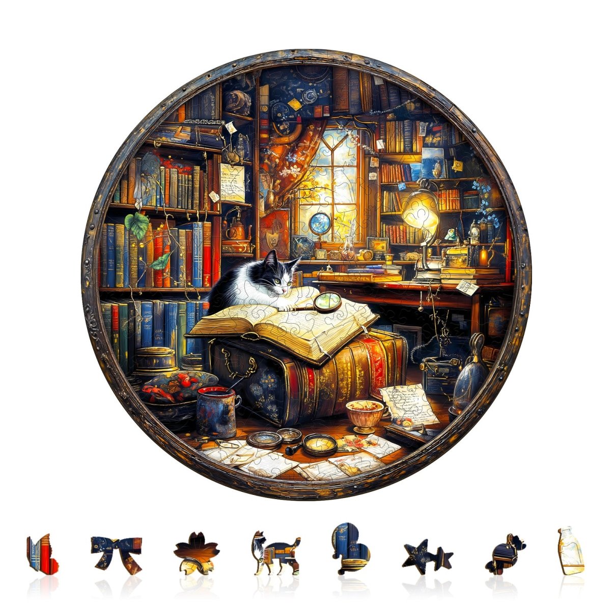 Whiskers Library - 1 Wooden Jigsaw Puzzle - KAAYEE Puzzle