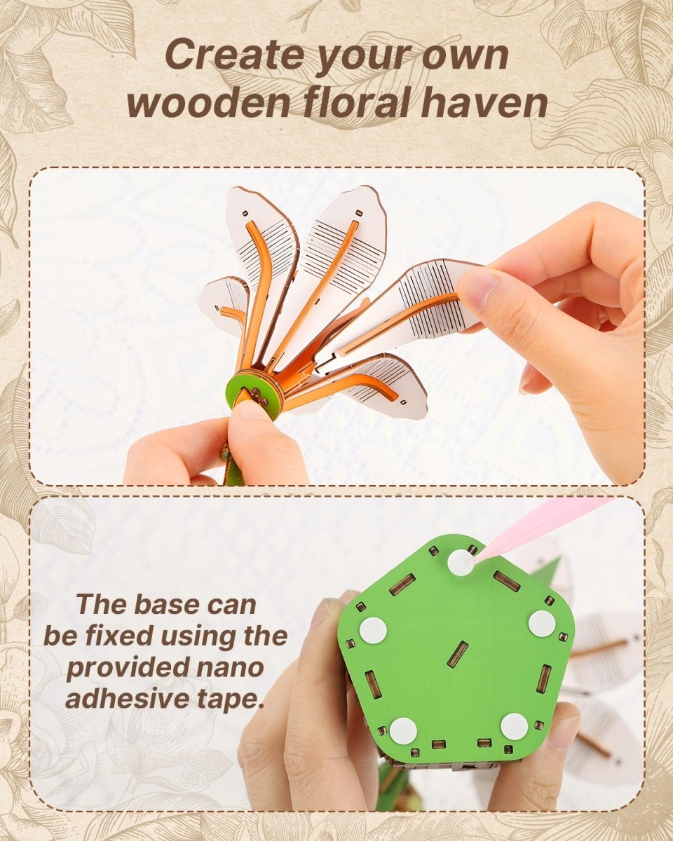 White Lily DIY Wooden Flower - KAAYEE Puzzle