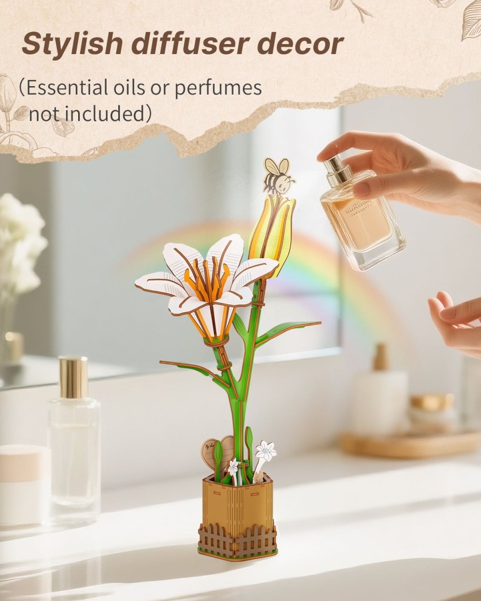 White Lily DIY Wooden Flower - KAAYEE Puzzle