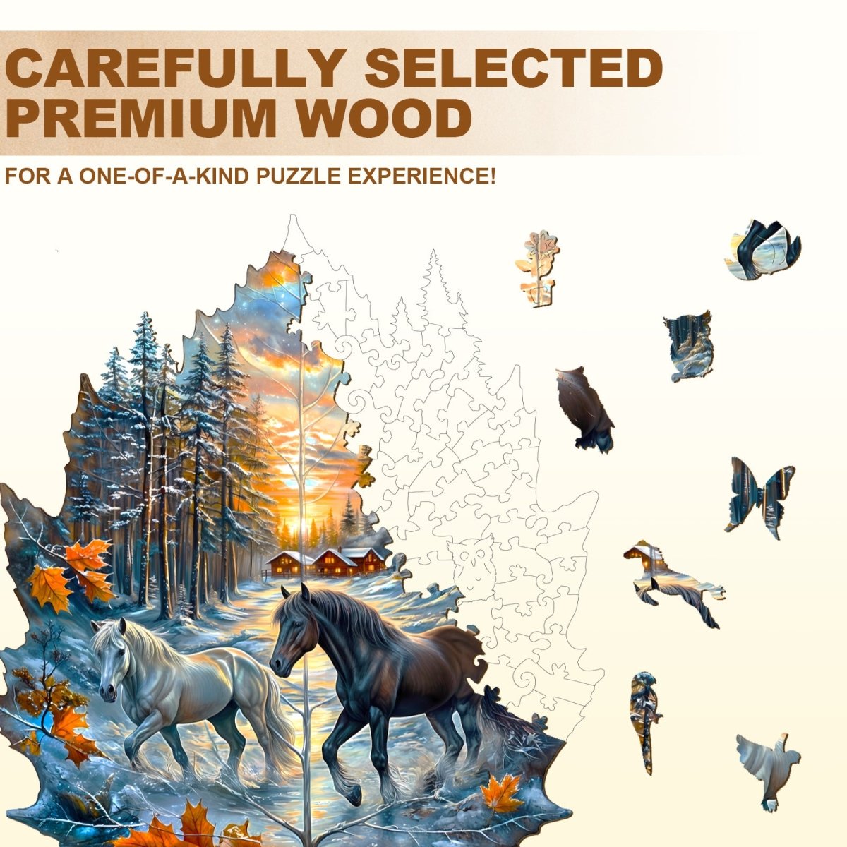 Winter of the stallion Wooden Jigsaw Puzzle - KAAYEE Puzzle