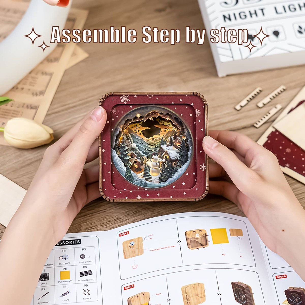 Winter Village Night Light - KAAYEE Puzzle