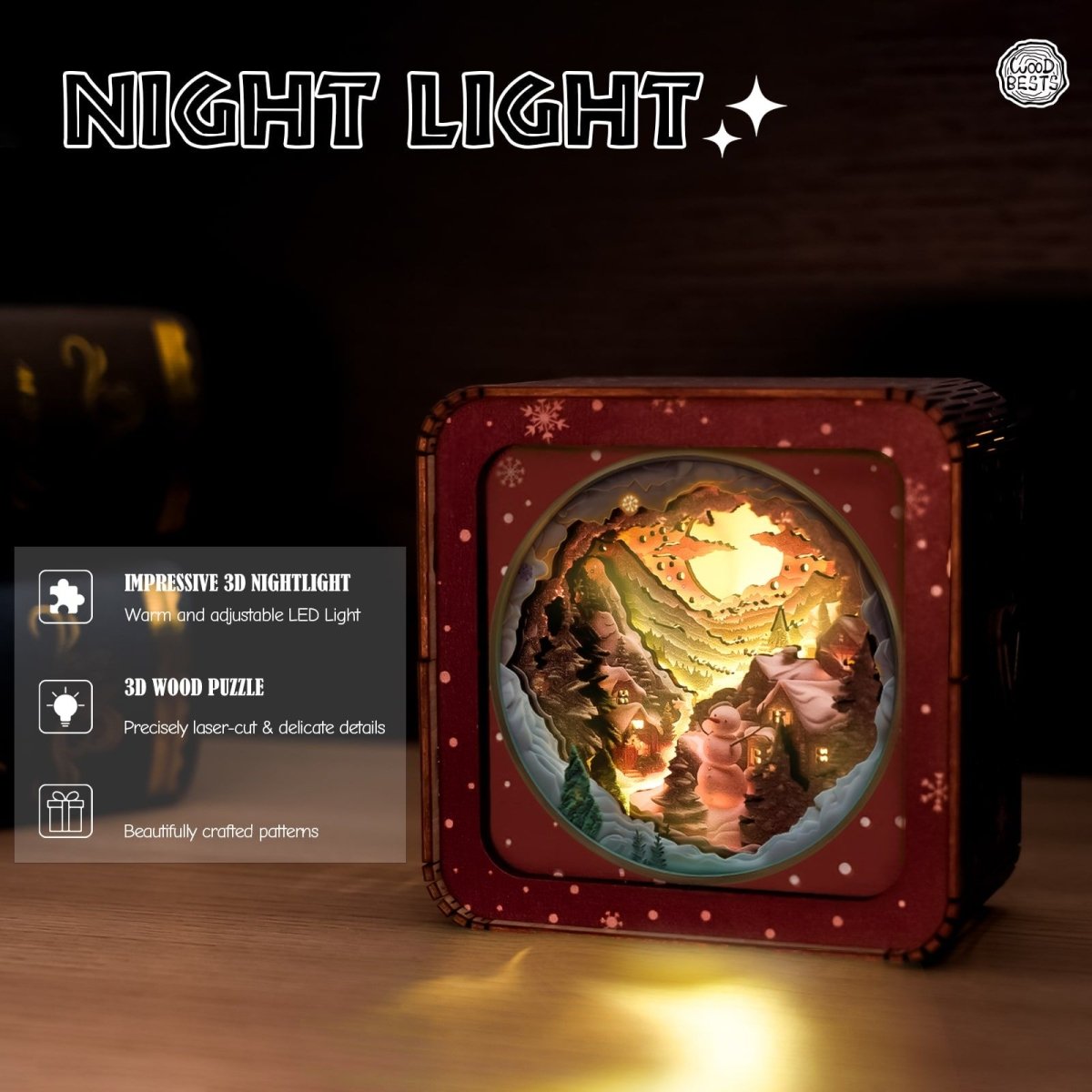 Winter Village Night Light - KAAYEE Puzzle